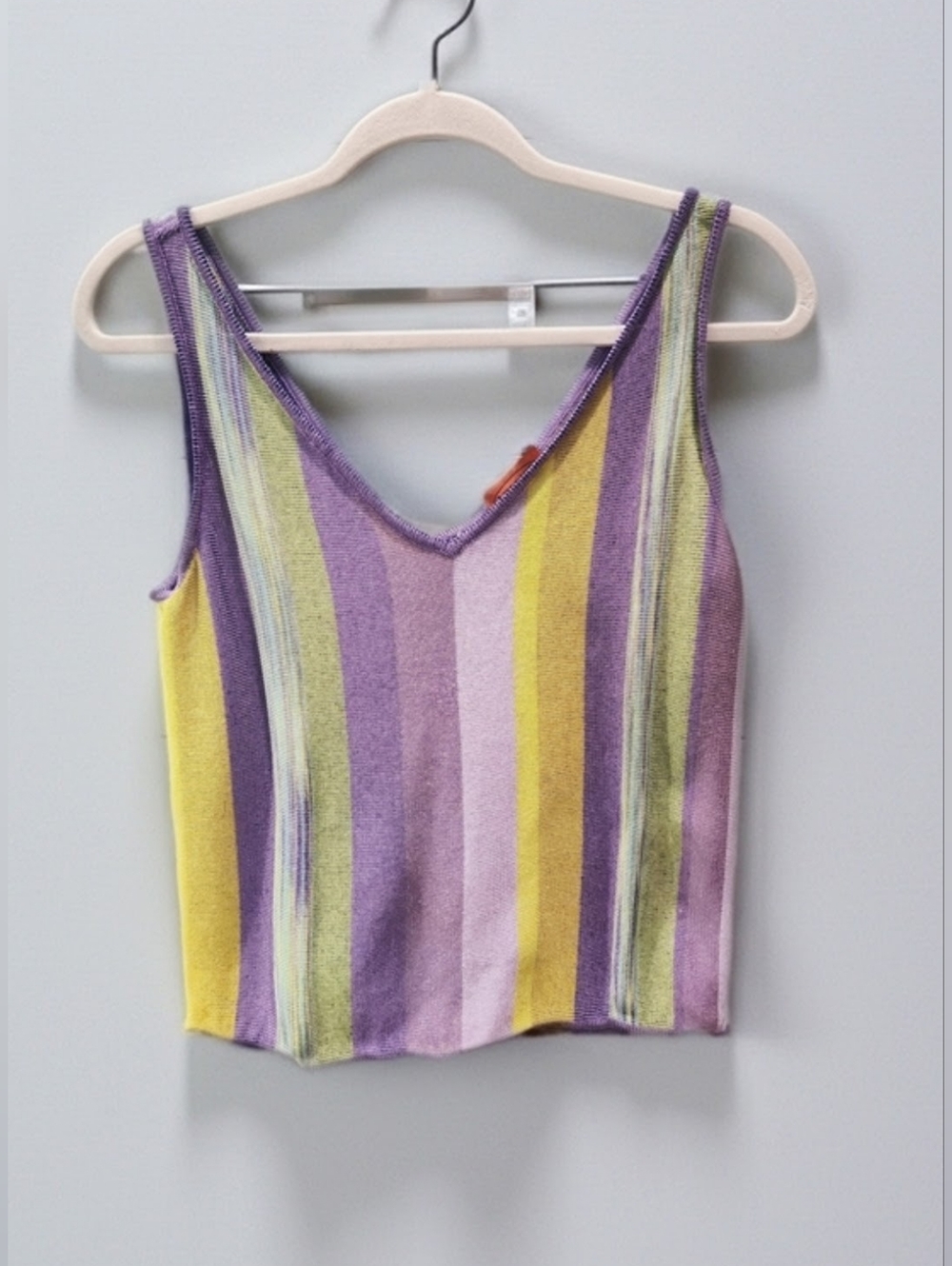 Vintage 2004 Missoni Striped V-Neck Knit Tank in Purple and Yellow